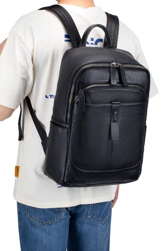 Rucsac Elegant Bagaj De Mână Wizzair Ryanair Din Piele Naturală Neagră Spațiu Laptop 38*29*13 Cm