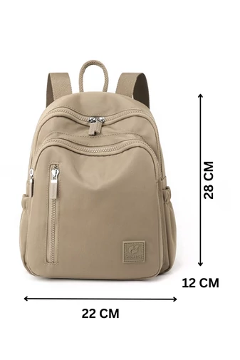 Rucsac Mini Impermeabil Din Poliester Khaki Cu Design Modern Și Compartimente Multiple 22*12*28cm
