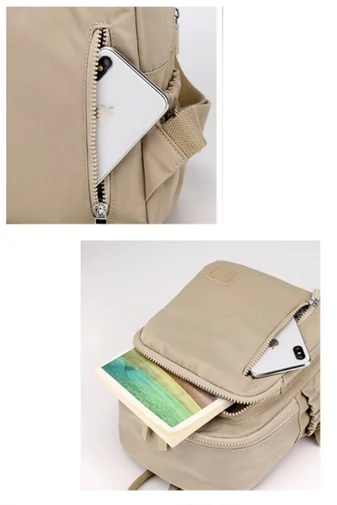 Rucsac Mini Impermeabil Din Poliester Khaki Cu Design Modern Și Compartimente Multiple 22*12*28cm