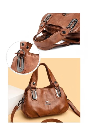 Geantă Elegantă De Damă Din PU, Cu Două Mânere Și Curea De Umăr Detașabilă, Albă, 17*28*12cm 