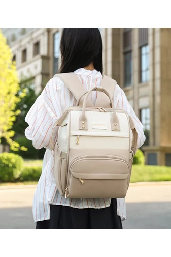 Rucsac Pentru Mămici Negru Multifuncțional Din Poliester Impermeabil Cu Compartiment Termoizolant Pentru Biberoane 38*26*18cm