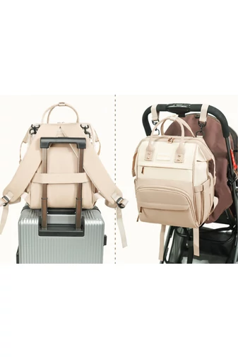 Rucsac Pentru Mămici Negru Multifuncțional Din Poliester Impermeabil Cu Compartiment Termoizolant Pentru Biberoane 38*26*18cm