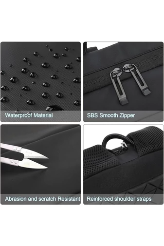 Rucsac Business Slim Negru Din Material Oxford, Rezistent La Apă, Cu Port USB Și Compartiment Laptop 15.6", 27x6x43cm