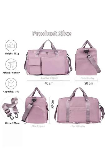 Bonluo Geantă De Voiaj/Fitness Roz Cu Spațiu Pentru Încălțăminte Dimensiune Gratuita Wizzair(40x30x20) Calitate Premium