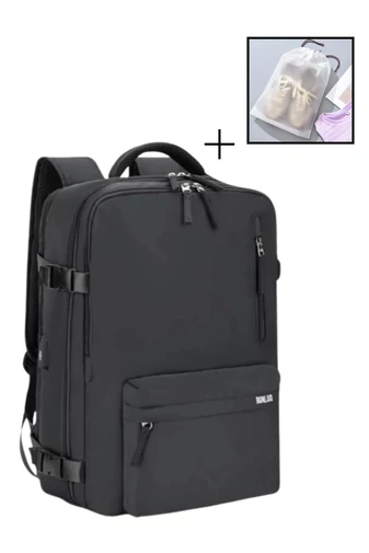 Set Troler De Cabină / Rucsac Wizzair, Ryanair Bagaj De Mână 40*30*20cm / 55*35*22cm Cu Roți Detașabile Negru