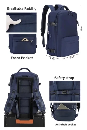 Set Troler De Cabină / Rucsac Wizzair, Ryanair Bagaj De Mână 40*30*20cm / 55*35*22cm Cu Roți Detașabile Negru