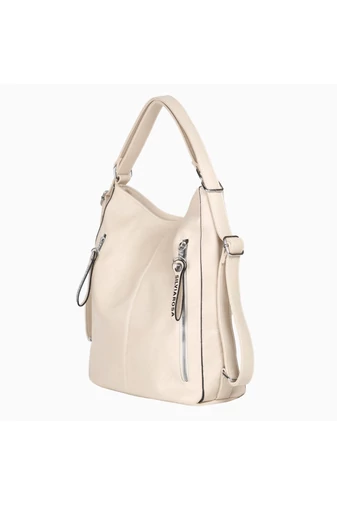 Geantă De Umăr 2în1 Rucsac Damă Silvia Rosa Bej Multifuncțională Din Piele Ecologică De Dimensiunea 35*32*14cm