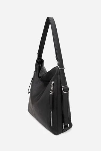 Geantă De Umăr 2în1 Rucsac Damă Silvia Rosa Neagră Multifuncțională Din Piele Ecologică De Dimensiunea 35*32*14cm