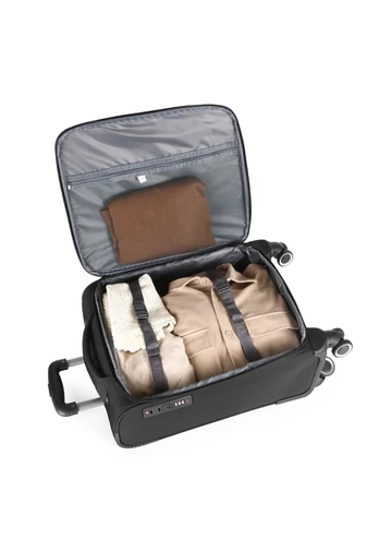 Troler De Cabină Wizzair Ryanair Textil Cu Roți 360° Detașabile, Cifru TSA, Negru 55*40*20cm