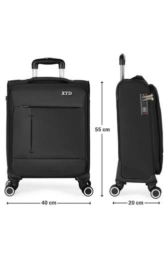 Troler De Cabină Wizzair Ryanair Textil Cu Roți 360° Detașabile, Cifru TSA, Negru 55*40*20cm