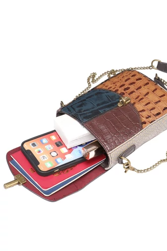 Geantă Crossbody Din piele Naturală Multicolor Cu Model  17*12*5cm