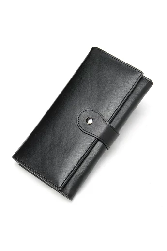 Bonluo Portofel Dama Negru Din Piele Naturală Dimensiune (19*10*3,5cm)