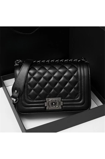 Bonluo Geantă De Umăr/Crossbody Neagră Elegantă Din Imitație De Piele (15*23*10cm)