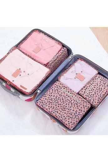 Set Sac Organizator Leopard Print Pentru Haine (6buc)
