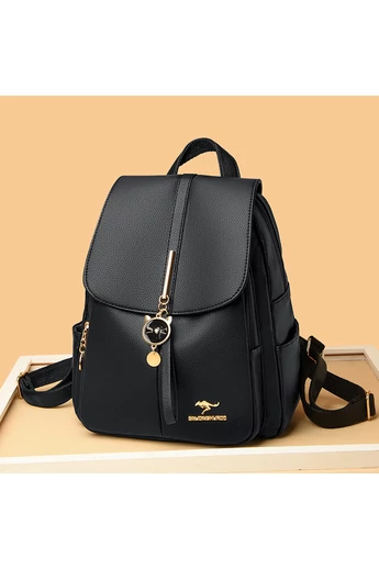 Bonluo Rucsac Damă Negru Din Imitație Piele Accesorizat Cu Cap De Pisicuță (30x25x13cm)