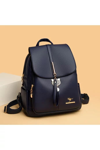 Bonluo Rucsac Damă Albastru Închis Din Imitație Piele Accesorizat Cu Cap De Pisicuță (30x25x13cm)