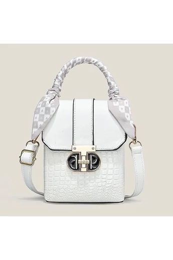 Geantă Crossbody Bonluo Albă Lăcuită Din Imitație De Piele De Dimensiunea 17*13*8cm 
