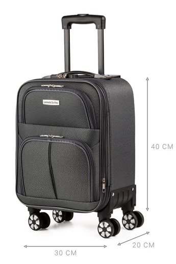  Troler 40*30*20 Wizzair Ryanair Leonardo Davinci Gri Cu Pereți Moi Extensibil 