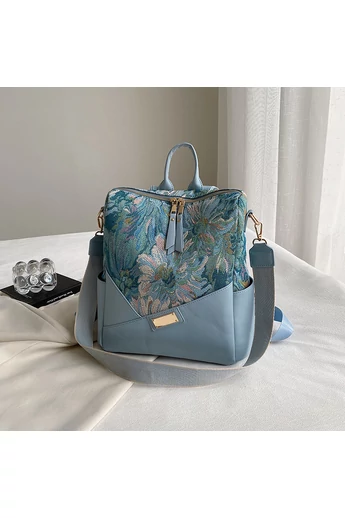 Rucsac Damă / Geantă De Umăr Bonluo Albastru Cu Model  Din Imitație De Piele Dimensiuni 32*25*14 cm