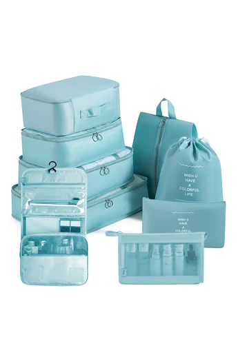 Bonluo Set Organizator Albastru Deschis Ideal Pentru Călătorii Sau Organizare Dulap( 9buc)