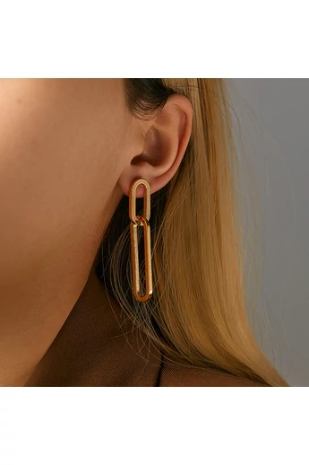Cercei Eleganți Din Cupru Placat Cu Aur 18K  Design Geometric Modern