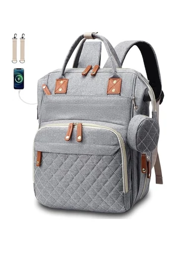 Rucsac Bonluo Pentru Mămici Gri Multifuncțional Din Poliester Impermeabil Cu Spațiu USB 40*29*15cm
