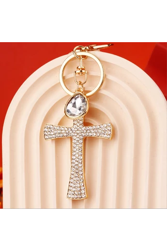 Breloc Elegant Bonluo Crucifix cu Cristale și Piatra Decorativă