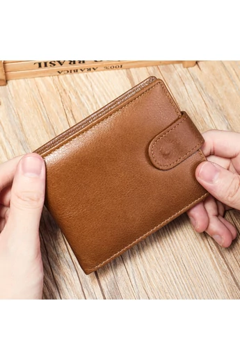 Portofel Bărbați Bonluo Maro Din Piele Naturală Extensibil 11.5*9.5*1.5cm