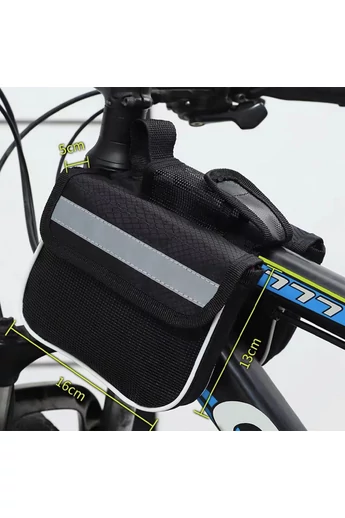 Geanta Pentru Bicicleta  Dubla Bonluo Neagră Din Poliester Impermeabil Benzi Reflectorizante 13*16*5cm
