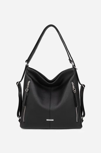Geantă De Umăr 2în1 Rucsac Damă Bonluo Neagră Multifuncțională Din Piele Ecologică De Dimensiunea 35*32*14cm