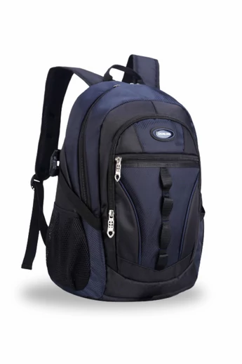 Ghiozdan Din Poliester Impermeabil Albastru Închis Cu Negru Cu Compartimente Multiple 46*32*19cm