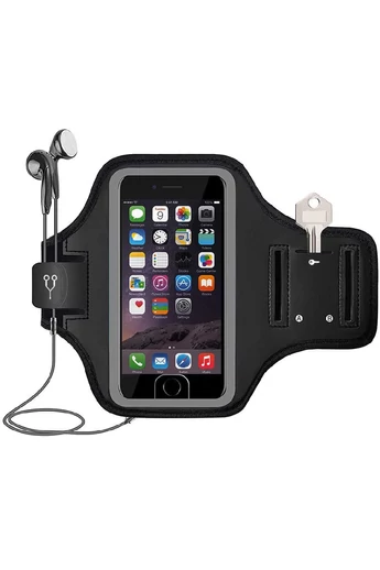 Husa Banderola Pentru Telefon Negru Gri Neopren Unisex Ecran 6.2”Alergare, Ciclism, Fitness