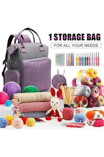 Rucsac Pentru Depozitare Fire și Accesorii de Tricotat Violet Bonluo 28L Material Rezistent Oxford 600D