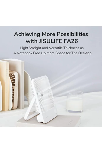 Ventilator Portabil Ultra-Subțire Alb 4 Trepte De Viteză Design Pliabil 2000mAh Silentios