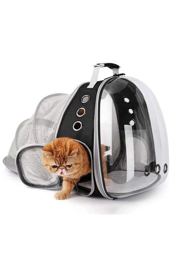 Rucsac Animale De Companie Negru Bonluo  Extensibil Cu Panou Transparent Oxford 600D+PC 42*29*31cm