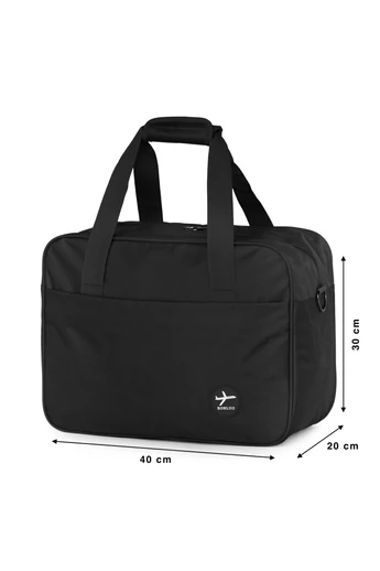 Geantă De Voiaj Neagră Pentru Cabină Dimensiune Gratuită Wizz-air (40x30x20) Atașabilă La Troler Material Impermeabil