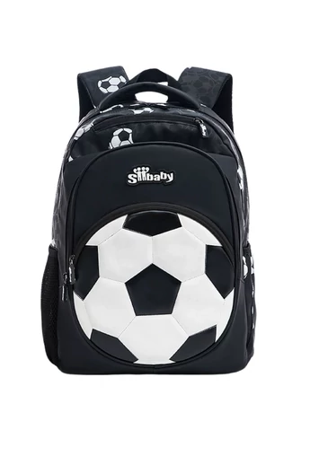Rucsac Ergonomic Bonluo Negru Cu Alb Pentru Copii Design Fotbal Tesătura Oxford 40*29*19cm