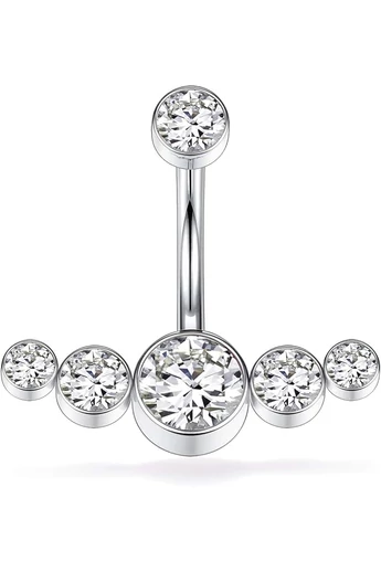 Piercing Ombilical Din Oțel Inoxidabil 316L Accesorizat Cu Zirconiu
