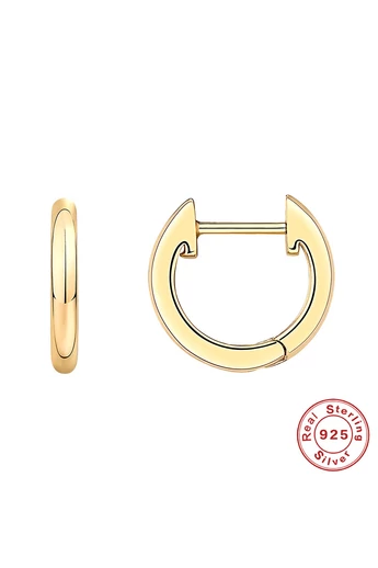 Cercei Rotunzi Din Argint S925 Placați Cu Aur Cu Un Design Minimalist Și Elegant