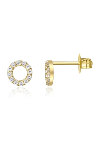Cercei Rotunzi Din Argint 925 Placat Cu Aur Cristale Strălucitoare Diametru 8mm Eleganți Și Rafinați