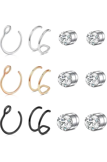 Set Cercei Și Piercing-uri Din Oțel Inoxidabil 316L Bijuterii Pentru Nas Și Urechi Stil Modern 