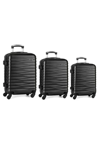 Set Troler Cu Pereți Tari ABS Rezistent Negru 