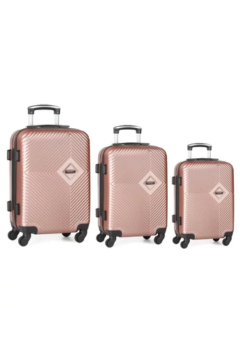 Set Troler Cu Pereți Tari ABS Rosegold