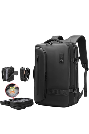 Rucsac Multifuncțional Cu Vacuum Bonluo Negru Extensibil Din Fibră De Poliester Calitate Premium Dimensiune 46*30*16cm