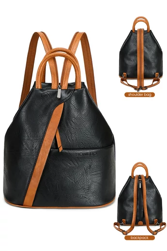 Rucsac 2În1 Geantă De Umăr Dama Negru Bonluo Din Piele PU De Dimesiunea 29*29*17cm