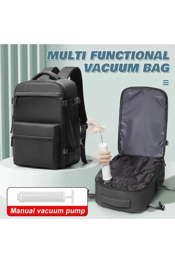 Rucsac Bagaj De Mana Wizzair,Rynair Negru Multifunctional Din Poliester Cu Compresie Vacuum 40*25*20cm