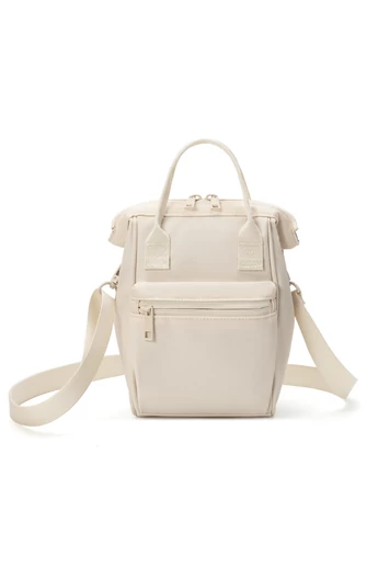 Rucsac 2În1 Geantă De Umăr Mini Din Poliester Impermeabil Cu Multiple Compartimente Bej 22*14*11cm
