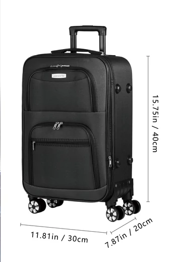 Troler 40*30*20 Wizzair Ryanair Leonardo Davinci Neagră Cu Pereți Moi Extensibil 