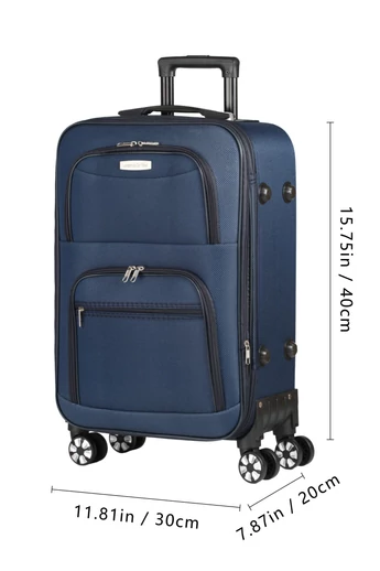  Troler 40*30*20 Wizzair Ryanair Leonardo Davinci Albastru Închis Cu Pereți Moi Extensibil