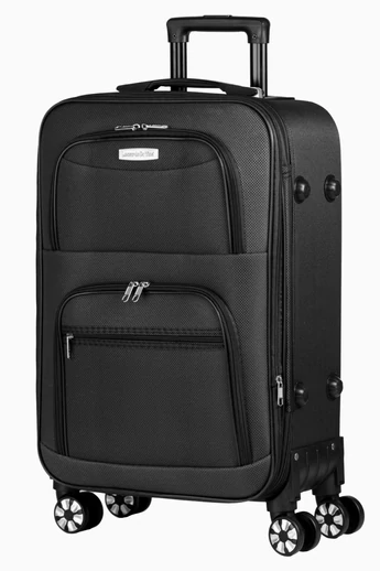 Wizzair Troler De Cabină Cu Roți Detașabile Leonardo Davinci Negru Cu Pereți Moi Extensibili 55*37*22cm